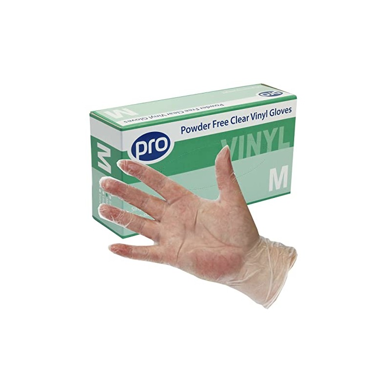 Pro Powder Free Clear Vinyl Gloves M
