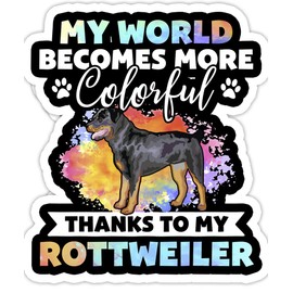 eden tee Colorful World Rottweiler Dog Dogs Paws Dog mom- 4x3 Vinyl Stickers, Laptop Decal, Water Bottle Sticker (Set of 3)