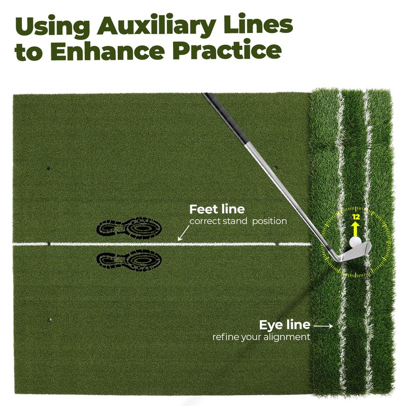 GCCSJ Real Feel Golf Hitting Mat, Large Double Turf, Golf