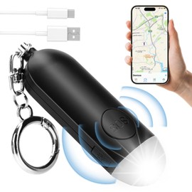 Bluetooth Tracker Persönlicher Sicherheitsalarm, 130 dB Mini-Alarm, wiederaufladbar, zur Verteidigung, Schlüsselanhänger, Selbstverteidigungsalarm mit LED-Licht für Frauen und Kinder (unterstützt