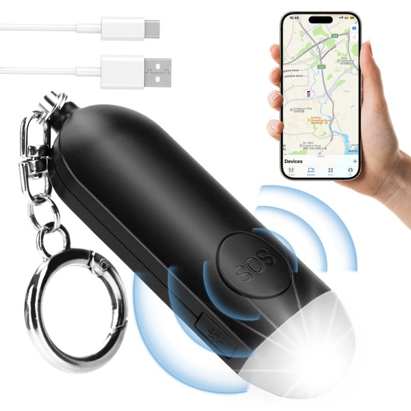 Bluetooth Tracker Persönlicher Sicherheitsalarm, 130 dB Mini-Alarm, wiederaufladbar, zur Verteidigung,