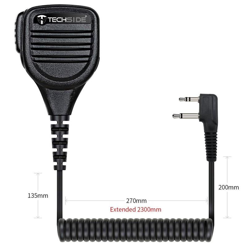 TechSide 2 Pin Midland Waterproof Shoulder Speaker Microphone + 3.5