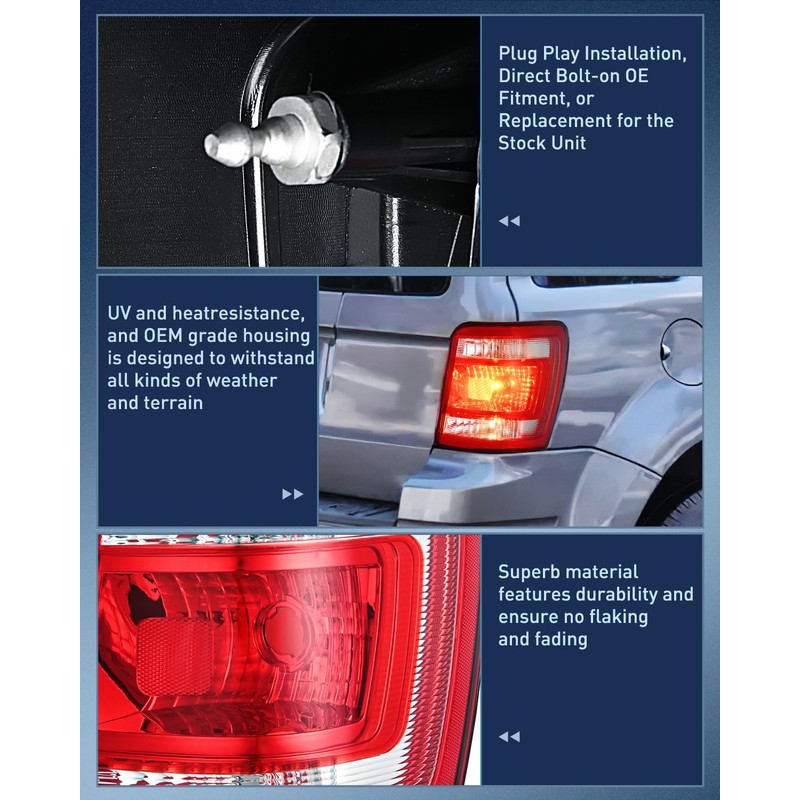 Nilight Taillight Assembly Compatible with 2008 2009 2010 2011 2012