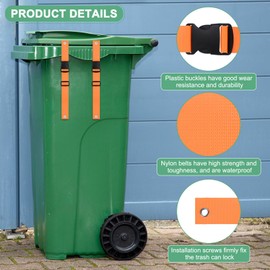 M METERXITY 4-Set Trash Can Locks for Animals, 15.7-19.6 Inch Adjustable Buckle Type Raccoons Bear Proof Garbage Strap for Out Door Garbage Can, Lid Garbage Can Lock Easy to Install [Orange]