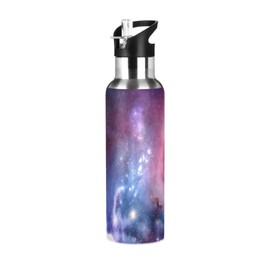 xigua Space Galaxy Water Bottle with Straw Lid Vacuum Insulated Stainless Steel Thermo Flask for Sports Cycling Hiking School Home,20 oz.