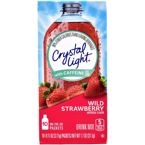 Crystal Light On The Go Wild Strawberry With Caffeine Drink Mix, 10-Packet Box (Pack of 18)
