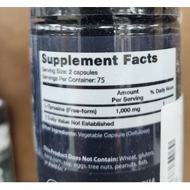 Alpha Flow L-Tyrosine High Potency 150 Capsules Best By 07/2026