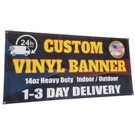 Bannersinvinyl Custom Vinyl Banner,14oz Premium Coated Vinyl,Full Color,indoor/outdoor Heavy Duty Sign,Design Online or Print Your Design file. 1 Sided (2x8 ft (HxW))