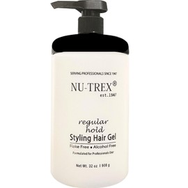 NU-TREX Styling Hair Gel 32oz Regular Hold (Clear) with Middle Pump. Dye Free. Water Base. Manufacturer Direct