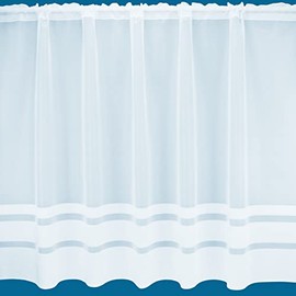 NetCurtainsUK Alaska Stripe Semi Plain White Net Curtain - Sold By The Metre (Drop: 91cm (36 inch)) (ALASKANET01)