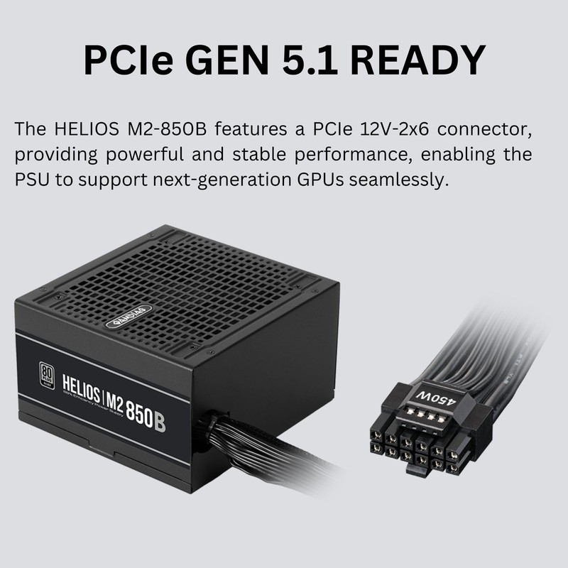 GAMDIAS ATX 3.1 & PCIe 5.1 850W Bronze PSU, 850W