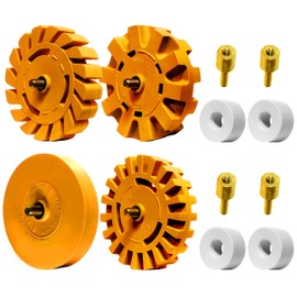 VViViD Rubber Eraser Wheel 4 Inch Diameter 7/8 Inch Thick Decal Remover Pad Including Drill Adapter (4-Pack Complete Series)