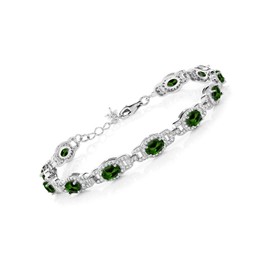 Gem Stone King 7-14 Cttw Oval Gemstone Birthstone Tennis Bracelet For Women | 925 Sterling Silver | Oval 6X4MM | 7 Inch With 1 Inch Extender | Fine Jewelry Gifts for Her Mom Women Wife