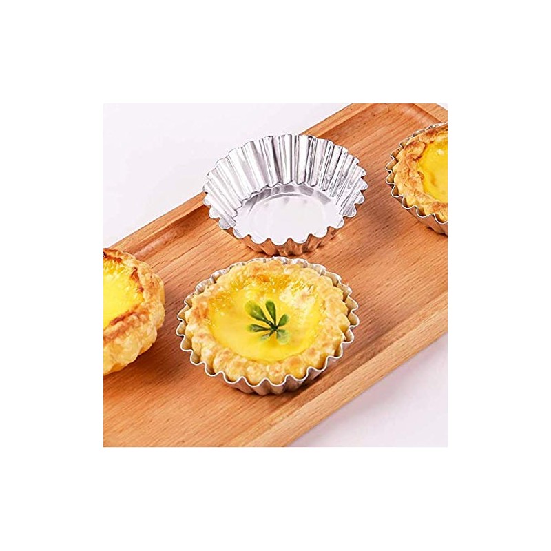 KDDOM 10 Pcs Stainless Steel Mini Tart/Pie Pans Reusable Tartlet