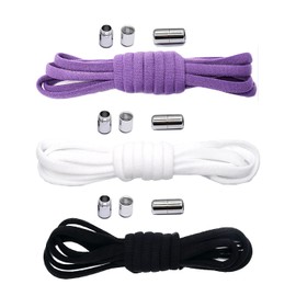 3 Pair Tieless Elastic Shoe Laces,No Tie Shoelaces One Size Fits All Adult Kids Strong Lock Shoestrings