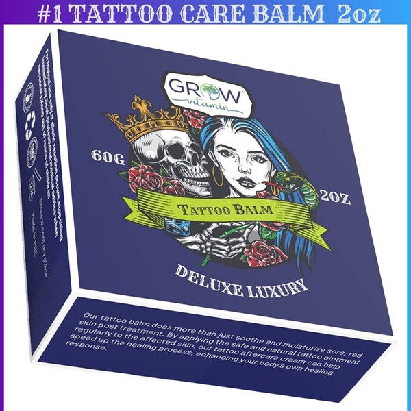VEGAN TATTOO CARE BALM 2 Oz for Before During Past Natural Brightening Treatment
