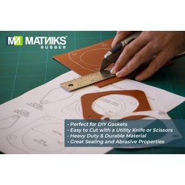 MATNIKS Rubber Sheet Roll, Heavy Duty, High Grade 60A, Neoprene Black, 39x17.5-Inch by 1/8 (+/- 10%) for Plumbing,Work Bench,Gaskets DIY Material, Supports, Leveling, Sealing, Bumpers, Protection