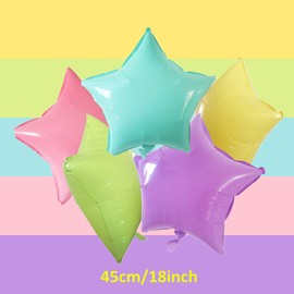 Zhiheng 15 Pack 45cm Macaron Colored Heart Shaped Helium Balloons Star Foil Balloons Round Balloons Mylar Globos for Baby Shower Birthday Wedding Graduation Luau Party Decorations(Pastel)