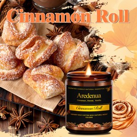 Cinnamon Roll Candles | Fall Cinnamon Candle - Autumn Scented Candle for Home, 7oz Soy Candles for Home Scented, Fall Gifts for Women & Men, Cozy Seasonal Sweet Scent for Autumn & Thanksgiving