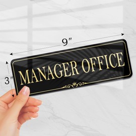 9x3 Inch Manager Office Room Sign Acrylic Self-stick Door Wall Signage for Business Office (Royal Black)