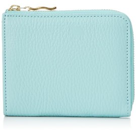 Mozu 16104 L-Shaped Zipper, Thin Mini Wallet, Unisex, Unisex, Bifold Bills, Lightweight, Compact, Cowhide Leather, Divider Pocket, Coin Purse, YKK Zipper, Made in Japan, Ice Blue, ice blue