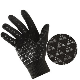 Dinghaole one pair Knitted gloves autumn padded thickened touch screen knitted cycling cold anti-slip offset printing winter warm gloves