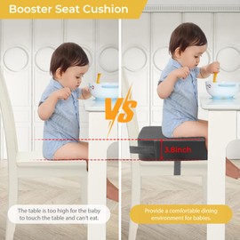 Toddler Booster Seat for Dining Table, Adjustable Seat Belts Booster Seat for Kitchen Chair, Strong Support Booster Seat Cushion, PU Easy Cleaning Detachable Portable Travel Booster (Dark Grey)
