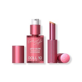 DOLL 10 X Erica Taylor Let's Glow Duo - Suero facial iluminador + bálsamo facial y debajo de los ojos en barra - Set de preparación de maquillaje hidr