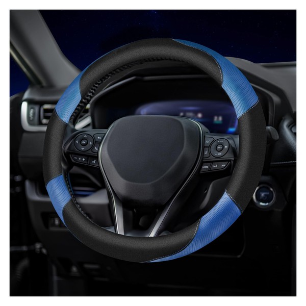 Soft Leather Steering Wheel Cover with Breathable Design and Anti-Slip