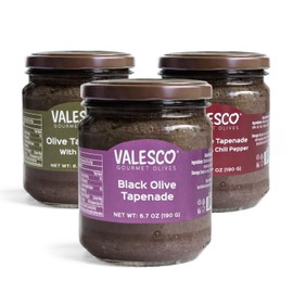 VALESCO Olive Tapenade Variety Pack - Spicy, Herb, and Black Olive Tapenades for Dips, Spreads, and Bruschetta (6.7 fl oz each)