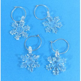 Unbranded Snowflake Winter snow themed Wine glass Charms Set Of 4 - glass charms