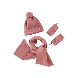 Vertbaudet Girls Hat, Scarf & Gloves Set, antique pink