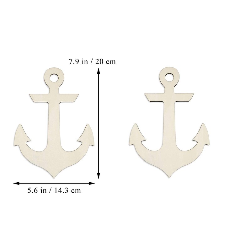 Anchor Shape Hanging Wood Unfinished Wood with Twines DIY Craft