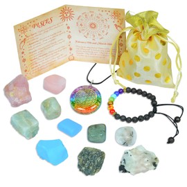 Zodiac Sign Pisces Crystal Set, Protection Crystals For Pisces Crystal Gift For Astrology Lovers, Astrology Crystal Décor Gift Healing Crystals Gemstones Set Birthstone Kit Horoscope Stone