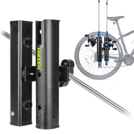 Hikeen Fishing Rod Holder for Bike, Secures Fishing Pole to Bicycle, Easy to Mount, 2 Tubes Rod Rack for Bicycle, Beach Car, Fishing Chair, ATVS, Boats, Carts