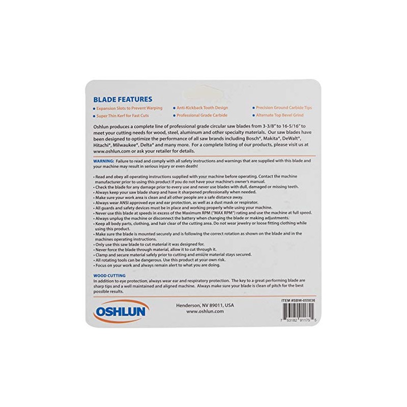 Oshlun SBW-055036 - Hoja de sierra de corte ATB de