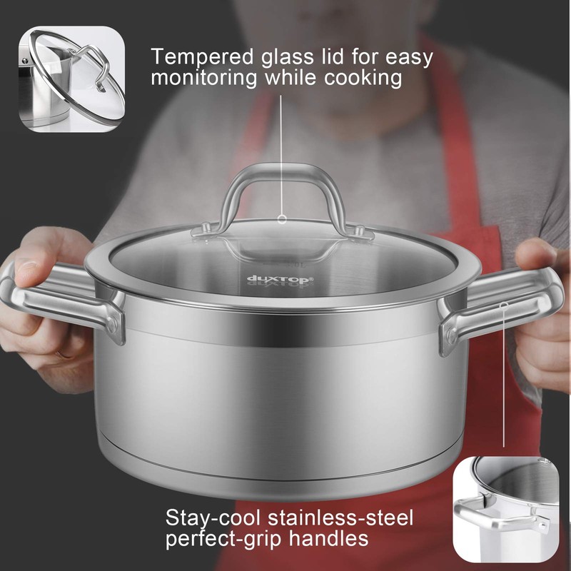 Duxtop Professional Stainless Steel Cookware Induction Ready Impact-bonded Technology (4.2Qt