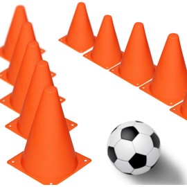 Novelty Place Multipurpose Training Cones (Set of 12), Soft & Durable Traffic Cone for Safety, Agility, Soccer, Football & Other Activities - Neon Orange 7 Inch