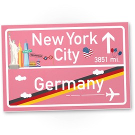 DankeDir! New York City Schild rosa Geschenk für sie - Amerika Reise süße Deko NYC Fans Wanddeko Türschild Mädchen Wohnung Geschenkidee Geburtstagsgeschenk beste Freundin Party Deko