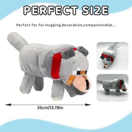 SKIKHN Plush Toy Stuffed Toy, 35 cm Grey Wolf Cuddly Toy Figures, Plush, Funny Plush Cuddly, Ideal for Collecting Doll Gift for Children Fans and Game Enthusiasts