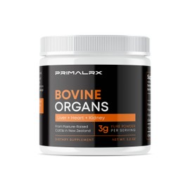 PRIMALRX Bovine Organ Powder: GrassFed Beef Organ Complex – Primal Multivitamin for Women & Men (B Complex Vitamins, Heme Iron Supplements, Vitamin A, B12, Folate, Selenium and Zinc Supplements) – 90g