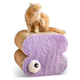 Premium Cat Scratching Board, Plush Geometric Shapes with Eyes, Educational Baby Toy Set, Yellow, Purple, Pink, Green (Purple)