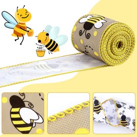 26 Yard Bumble Bee Ribbon Wired Polka Dot Wired Edge Ribbon Bee Vertical Stripe Craft Ribbon Decorative Ribbon for Wrapping, Easter Party Decoration, Hair Bows, Crafting and Sewing (Classic Color)