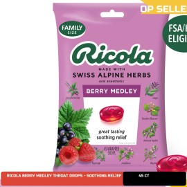 Ricola Berry Medley Throat Drops, Delicious Throat Relief - 45 Ct