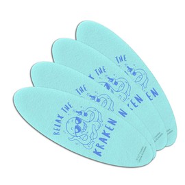 Relax the Kraken Funny Humor Double-Sided Oval Nail File Emery Board Set 4 Pack