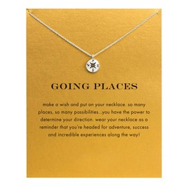 ZYAWP Friendship Compass Necklace,Graduation Gifts for Her, Best Friend Birthday Gifts,Dainty Meaning Card Compass Pendant Necklace for Women and Sisters