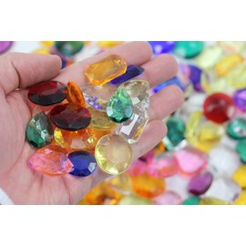 Allstarco 27mm Clear CH38 Heart Acrylic Pirate Treasure Gems Plastic Jewels For Party & Games, Table Scatter, Vase Fillers, Wedding Decor Gemstones Favors - 20 Pieces