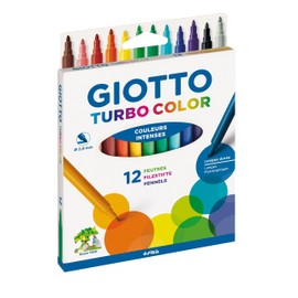 GIOTTO 0719 00 Turbo Color Fasermaler, Mehrfarbig, 12 Farben