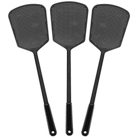 Fly Swatters-Begonia Flexible Heavy Duty Thick Fly Swatters with Bigger Paddle, Black 3 Pack