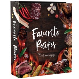 CraftSaints Recipe Binder 8.5x11, 3 Ring DIY Cookbook Kit 12 Dividers & 25 Plastic Sleeves & 25 Recipe Pages & 36 Labels, Recipe Books Binder, Recipe Organizer Binder Kit, Recipe Book (BBQ)